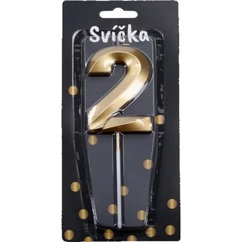 Dortová svíčka Párty svíčka číslo 2 Zlatá