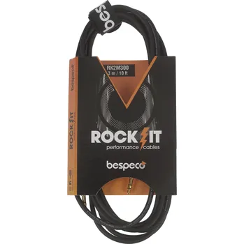Audio kabel Bespeco ROCKIT Stereo Cable Jack 3,5 TRS - Jack 3,5 TRS 3 m + prodloužená záruka 3 roky