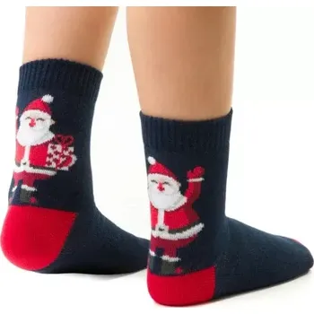 Dámské punčochy Dětské ponožky s Mávajícím Santom - 23-25 / tmavě modrá