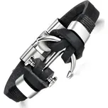 Kožený náramek Gaira Anchor - černý-stříbrný