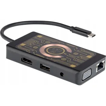 USB hub QUALO indukční nabíječka, rozbočovač 9v1 HUB, USB-C kabel