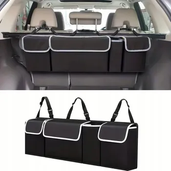 autokoberec Organizér do kufru auta černý polyester, zavěšení na opěrky hlavy
