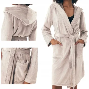 Dámský župan Henderson dámský župan ke kolenům s kapucí šedý velikost XL/XXL