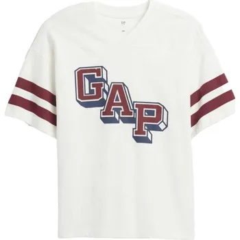 Dívčí tričko Dětské tričko GAP V-SS ELV RELAXED JRSY GR L Bílá, Vínová, Tmavě modrá