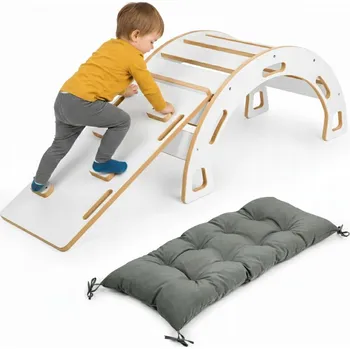 Dětská houpačka Houpačka Obubu zelená se skluzavkou a lezeckou stěnou s polštářem