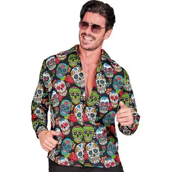 Karnevalový kostým Pánská módní košile, Dia De Los Muertos - S/M