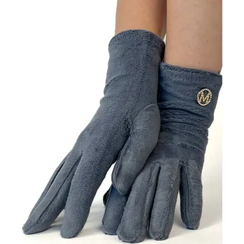 Rukavice Dámské huňaté šedé zimní rukavice, VELIKOST UNI