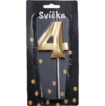Dortová svíčka Párty svíčka číslo 4 Zlatá
