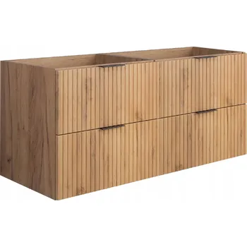 Koupelnový nábytek Koupelnová skříňka pod umyvadlo závěsná 120 Dub Moderní DRÁŽKOVANÁ čela MDF