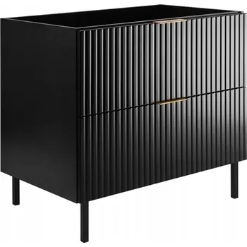 Koupelnový nábytek Koupelnová skříňka pod umyvadlo 80 Černá Moderní Rýhovaná, Kovové Nohy