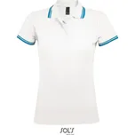 SOL's Collection Polokošile Pasadena Women, piqué, krátký rukáv, dámská COT25057875803-white/aqua L Bílá/aqua modrá