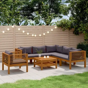 Zahradní nábytek z dřeva VidaXL, šedá souprava 7 ks