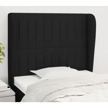 Čelo postele typu ušák černé 83 x 23 x 118/128 cm textil IM_3118170