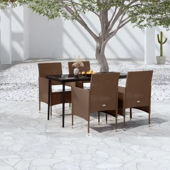 Zahradní sestava zahrada-XL 5dílný zahradní jídelní set s poduškami hnědý a černý 3099325