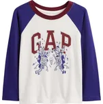 Dětské tričko GAP V-FRCH LS LOGO RAGLAN T 12-18M Bílá, Tmavě modrá, Červená