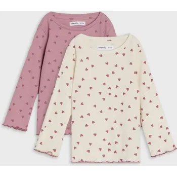 Dívčí tričko Sinsay - 2 balení triček s dlouhým rukávem - béžová - 8796E-02X - 8796E-02X-86