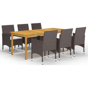 Zahradní sestava zahrada-XL 7dílný zahradní jídelní set s poduškami hnědý 3095867