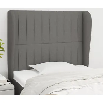Čelo postele typu ušák tmavě šedé 103x23x118/128 cm textil IM_3118185