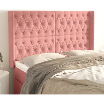Čelo postele typu ušák růžové 163x16x118/128 cm samet IM_3119975