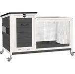 PawHut Dřevěná králíkárna tmavě…