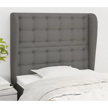 Čelo postele typu ušák tmavě šedé 93x23x118/128 cm textil IM_3118373