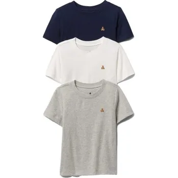 Dětská móda Chlapecké tričko GAP V-BF SS SLD T 3PK 4YRS Bílá, Šedá, Tmavě modrá, Hnědá