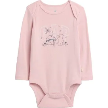 Kojenecké oblečení Dětské body GAP V-LS LOGO BODYSUIT 18-24M Růžová