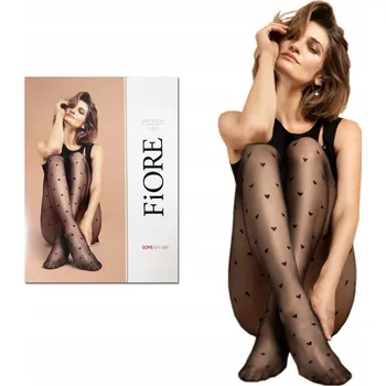 Dámské punčochy Punčocháče Fiore Love Potion se vzorem 15den, černé, velikost 4