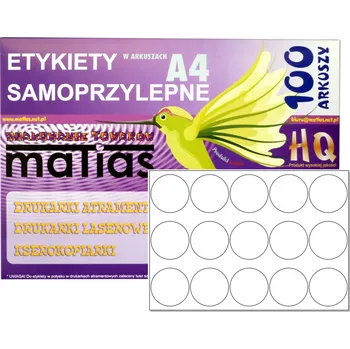 Speciální papír Samolepicí etiketa maTias kulatá papírová ∅ 57 mm v listu A4