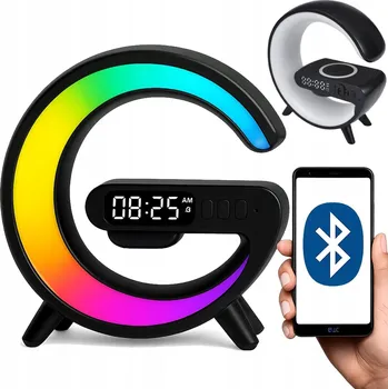 Hodiny 5 v 1: Bluetooth reproduktor, lampička, indukční nabíječka, budík, hodiny