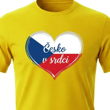 Tričko Česko v srdci - velikost M, Barva Žlutá