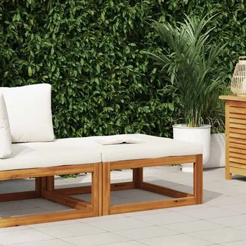 Zahradní pohovka zahrada-XL Podnožka s krémově bílou poduškou masivní akáciové dřevo 311865