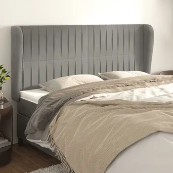 Čelo postele typu ušák světle šedé 203x23x118/128 cm samet IM_3118260