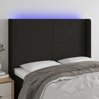 Čelo postele s LED černé 147 x 16 x 118/128 cm textil IM_3123768