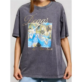 Dámské oblečení Sinsay - Bavlněné oversize tričko s potiskem - šedá - 883GS-90X - 883GS-90X-XS