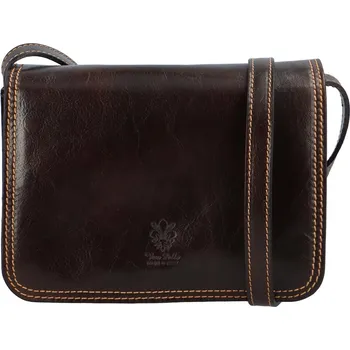 Kabelka Dámská kožená crossbody tmavě hnědá - Delami Vera Pelle Satyrana hnědá
