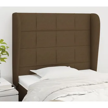 Čelo postele typu ušák tmavě hnědé 103x23x118/128 cm textil IM_3117949