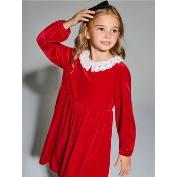 Dívčí šaty Sinsay - Velurové šaty - červená - 203GA-33X - 203GA-33X-122