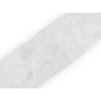 Oděvní kožešina s poutky na kapuci délka 68 cm - bílá