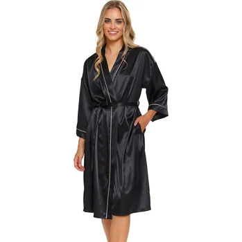 Dámský župan Dámský saténový župan Doctor Nap SWW.5227 Barva: Černá, Velikost: M