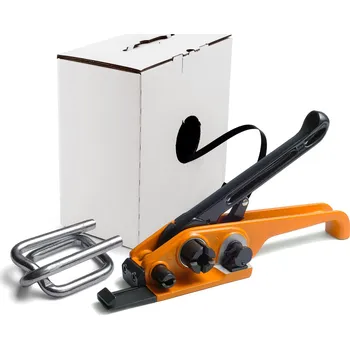 Obalový materiál UNIPACK Balicí sada TETA - pro kulaté produkty Sada: Napínák H28, drátěnné spony 12 mm, PP páska v kartonu 12x0.63 mm. Pevnost pásky v tahu je 190 kg.