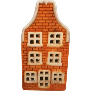 Keramický domeček LED, oranžový, 11 cm