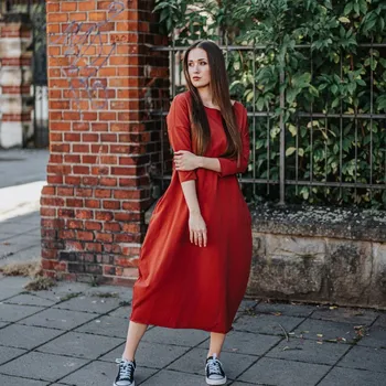 Dámské šaty Šaty Raindrop Long Night Terakota Velikost: M