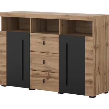 Komoda Komoda TYLTA 2D3S typ 2, dub wotan/černá + vyzvednutí ZDARMA