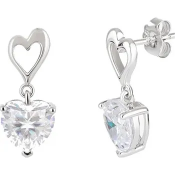 Souprava šperků Preciosa Stříbrné náušnice Clarity, srdce s kubickou zirkonií Preciosa, bílé 5387 00
