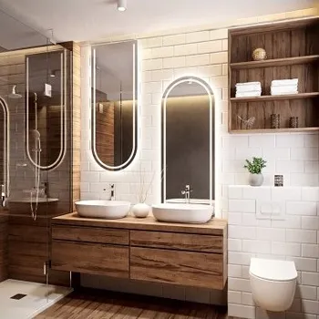 Zrcadlo Sada dvou polooválných koupelnových zrcadel s osvětlením - SADA PLATO LED