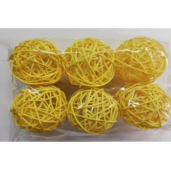 Dekorační ratanové kuličky - žluté - 7cm