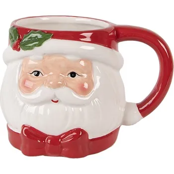 Bílo-červený keramický hrnek Santa Claus - 13*10*9 cm / 300 ml