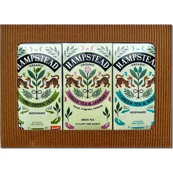 Čaj Hampstead Tea BIO Dárkový balíček výběr zelených čajů 3 × 20 ks