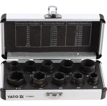 Nářadí pro automobil Sada nástavců na poškozené šrouby 11ks Yato YT-06031, , ,